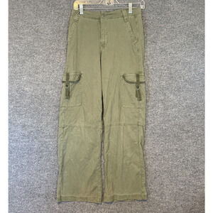 American Eagle Pants Womens 0 Green Cargo Super High Rise Baggy Wide Leg Stretch
